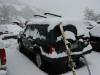 The snow keeps coming!  Digging out the car in the parking lot at Snowmass at the end of the ski day.